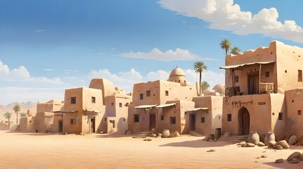 Fototapeta premium Old village in the Arabian desert.generative.ai