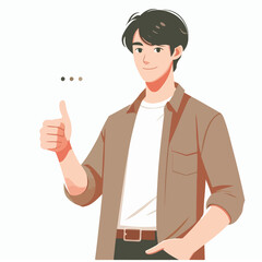 Vector of a young man giving a thumbs up in appreciation