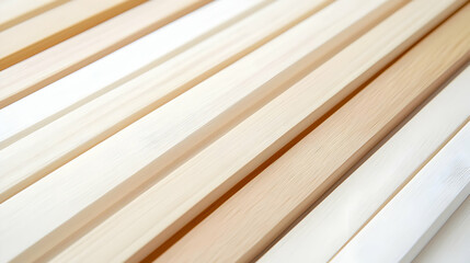 Obraz premium Stacked Light Beige Wooden Planks Closeup