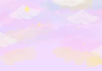 Fototapeta premium dreamy sky with fluffy clouds in pastel colors