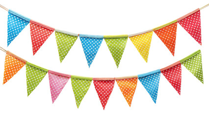 Obraz premium Decorative colorful party bunting isolated on transparent background. Png