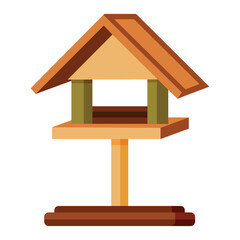 Wooden Bird Feeder for Wild Birds on White