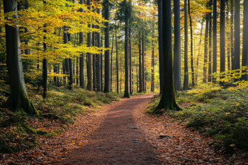 Fototapeta premium There is a river that is surrounded by rocks and trees