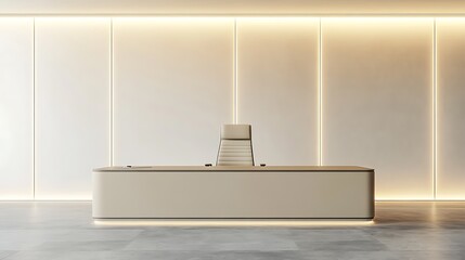 Modern reception desk in empty office lobby
