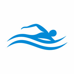 wave and swimming logo 