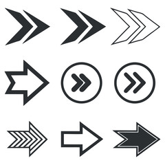 Arrow icon set vector illustration. Arrows vector collection. Arrow. Black arrows icons. Cursor. Different arrow signs.