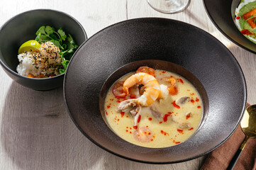 Tom Yum with shrimp and rice