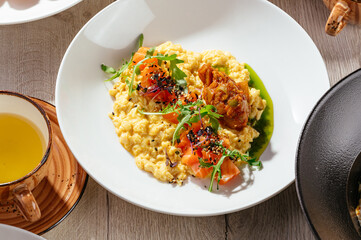 omelette with salmon and herbs