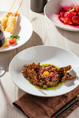 beef tartare on a plate