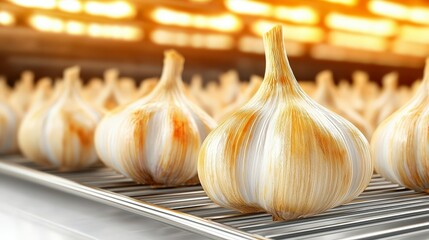 Obraz premium Roasted Garlic Bulbs Closeup Food Photography Culinary Cooking Delicious Healthy Go