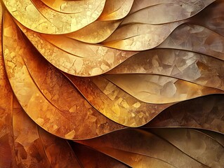 Obraz premium Abstract Autumn Leaves Spiral With Gold And Brown Swirl Pattern
