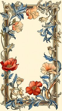 Retro flower frame illustration poster background