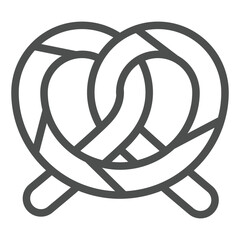 Dough bagel line icon, sweets pastry concept. Vector graphics. Sweet pretzel bun, bakery sign on white background, outline style icon for mobile or web design.