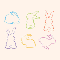 Retro Rabbit Line Art Collection