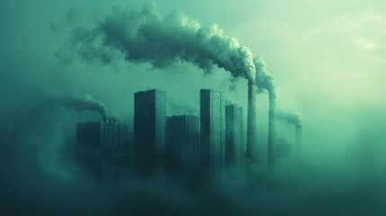 Obraz premium Smog-Shrouded Cityscape: An Eerie Industrial Scene