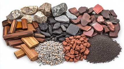 Assorted Stones Gravels and Wood Pieces for Landscaping and Decoration