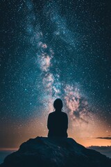 A person gazing up at the night sky, stars twinkling above. The vastness of space mirrors the endless path of personal discovery