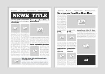 Newspaper layout template. News column articles newsprint magazine design. Brochure newspaper sheets. Editorial journal vector template design