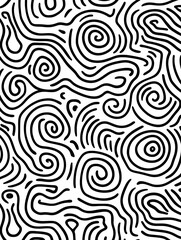 Seamless pattern featuring stylized fingerprint-like swirls on white background