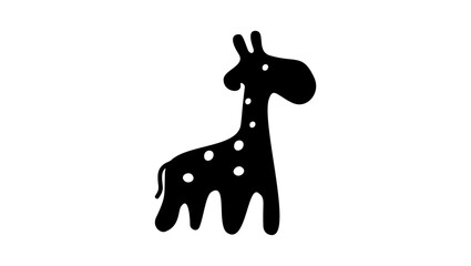 Kids Giraffe, black isolated silhouette
