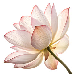 Translucent flower petals illuminated from behind against white background with ethereal glow