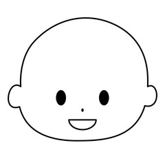 笑顔のイラスト　笑っている白黒