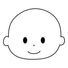 笑顔のイラスト　にっこり白黒