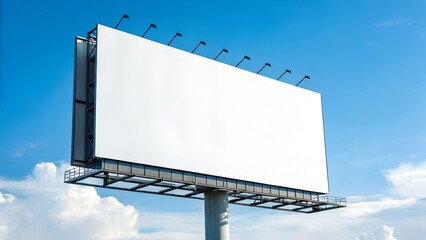 Fototapeta premium Outdoor mockup Billboard with Clear Blue Sky Blank Advertising Billboard for Custom Designs 