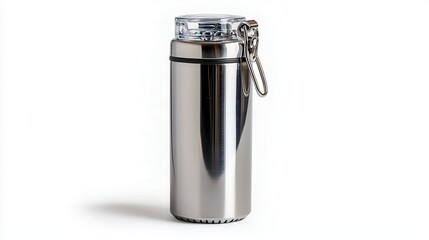 Sleek Stainless Steel Travel Mug with Secure Lid and Carabiner for Outdoor and Daily Use