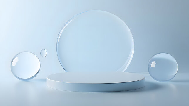 Minimalist transparent spherical product display background