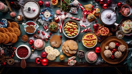 Festive Christmas Table Setting with Treats and Decorations Holiday Feast