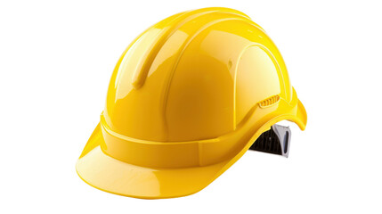 Fototapeta premium Yellow safety helmet protecting construction workers on transparent background