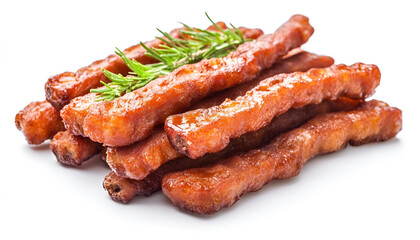 Fried pork - Dry pork sticks on white background