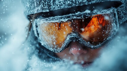 Fototapeta premium Skier Carving Through Fresh Snow with Powder Spray in Dynamic Action Scene