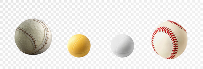 Realistic sports balls for football, basketball, handball, rugby, tennis, golf. Set of vector illustrations of balls for sports, png.