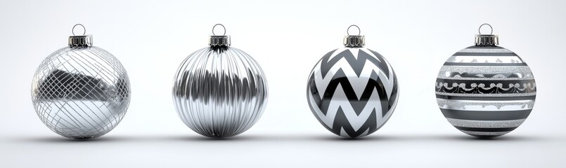 Obraz premium Three Silver and Black Christmas Ornaments