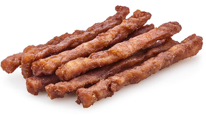 Fried pork - Dry pork sticks on white background