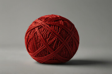 Red woolen yarn ball
