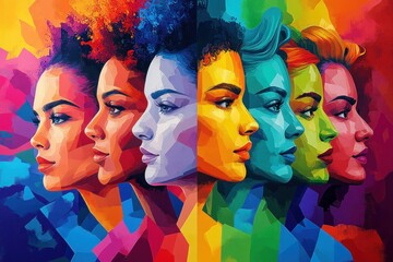 Obraz premium Vibrant Abstract Portrait of Diverse Individuals Celebrating Love and Equality for the LGBT Community