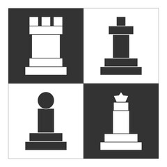 chess icon vector illustration, chess strategy board game