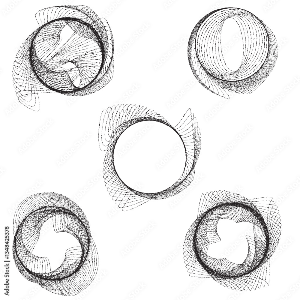 Fototapete rough lines in circle form . rotate rounded shape vector illustration .rotating circles form a ring.