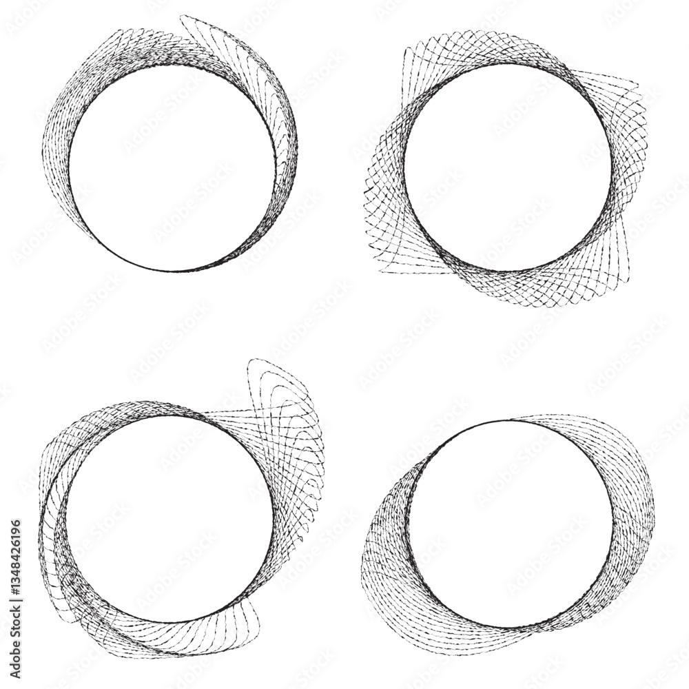 Fototapete rough lines in circle form . rotate rounded shape vector illustration .rotating circles form a ring.