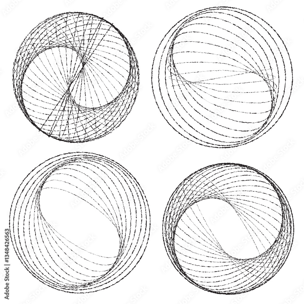 Fototapete rough lines in circle form . rotate rounded shape vector illustration .rotating circles form a ring.