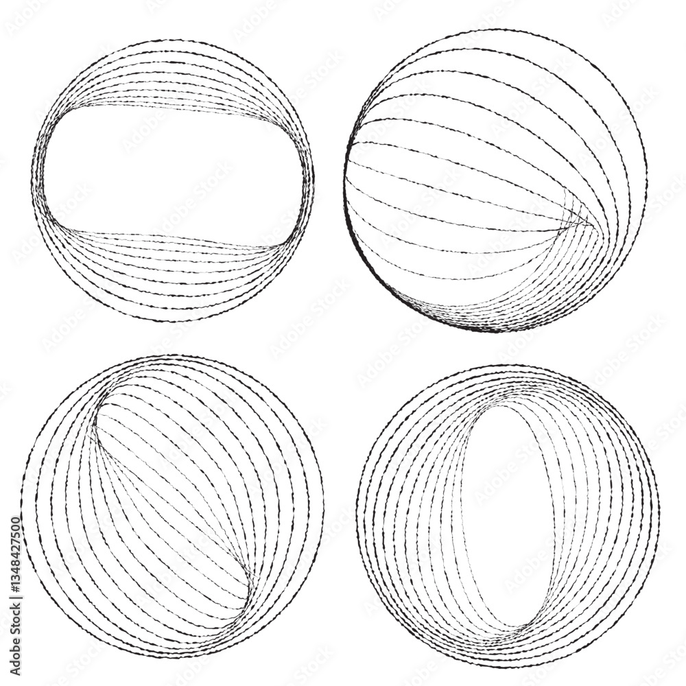 Fototapete rough lines in circle form . rotate rounded shape vector illustration .rotating circles form a ring.