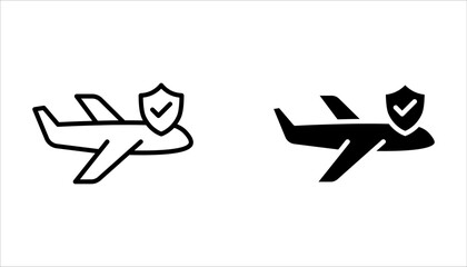 Travel insurance icon. Protection of air travel, insurance sign web sign. on white background
