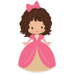 Cute little princess girl  vector cartoon  illustration