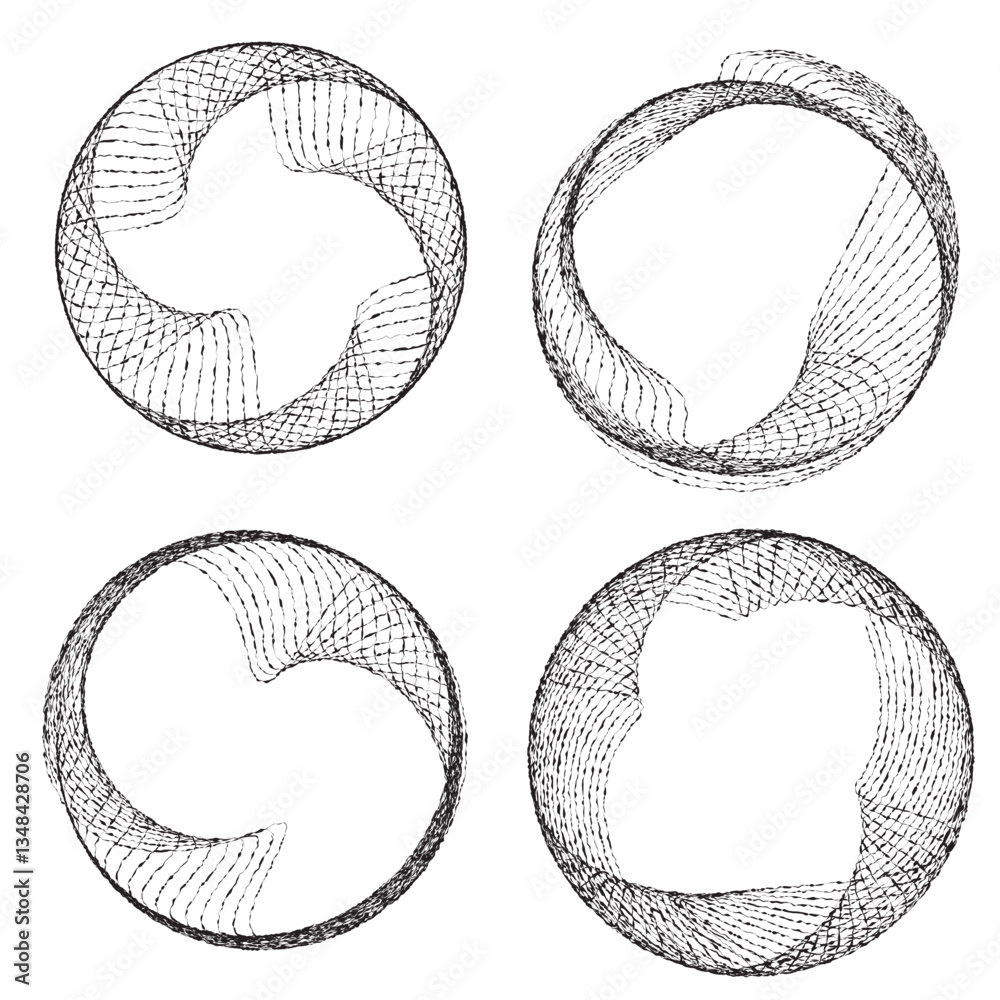 Fototapete rough lines in circle form . rotate rounded shape vector illustration .rotating circles form a ring.