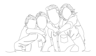 Happy Family Bonding – Minimalist Line Art Illustration