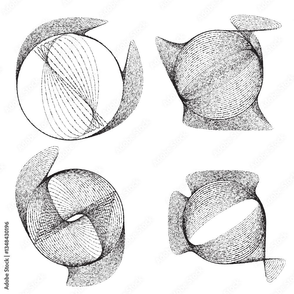 Fototapete rough lines in circle form . rotate rounded shape vector illustration .rotating circles form a ring.