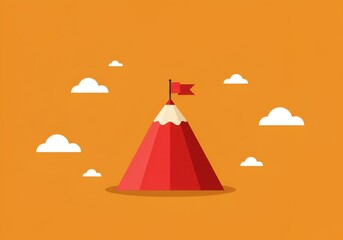 Be a Fearless Explorer: Minimalist Red Pencil Mountain Illustration
